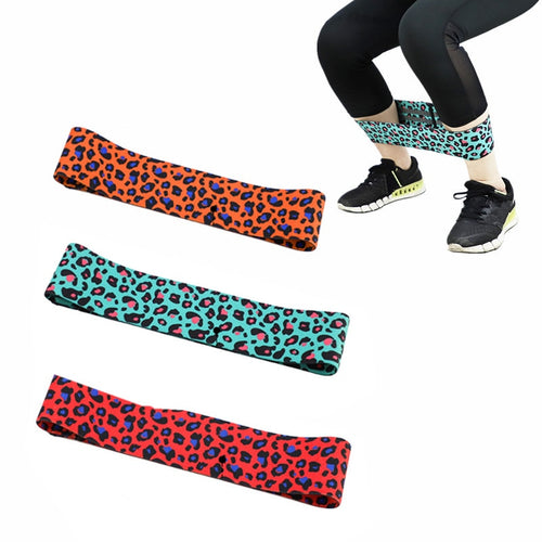 Unisex Leopard Print Yoga Squat Circle Loop Hips Resistance Bands Elastic Workout Fitness Equipment