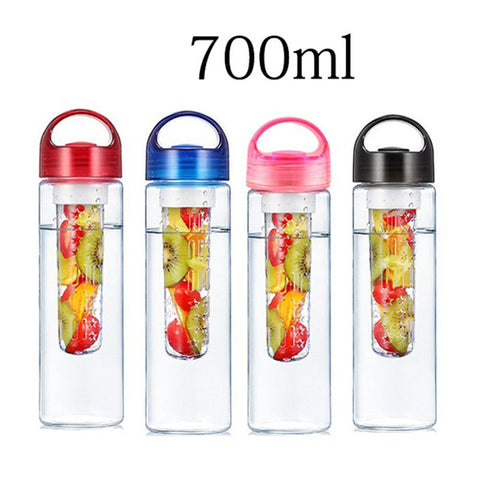 Tritan Plastic Sports Shaker Water Bottle Fruit Infuse Juice Bottle Home Outdoor Travel Drinkware